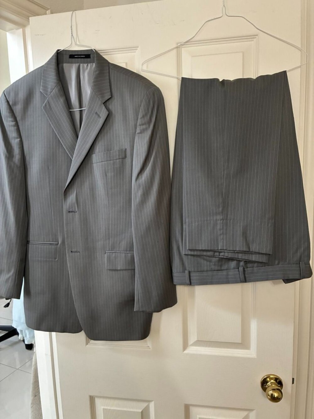 Calvin Klein Men's Gray Pinstripe Suit